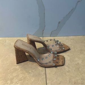 BRAND NEW - Schutz Lizah Cork Mule with Rhinestones